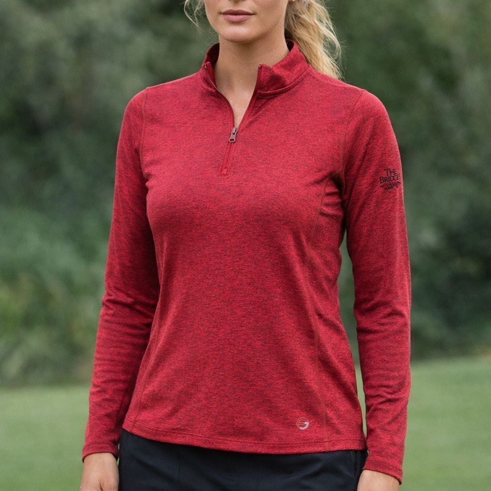 Foray Golf Women’s Red Heathered Quarter Zip Pullover Top Size Large